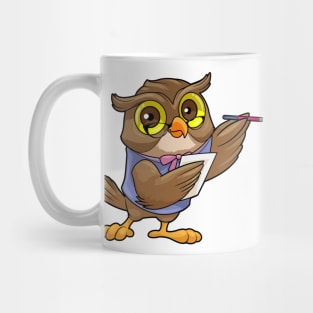 Owl as Secretary with Ballpoint pen & Note Mug